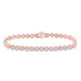 14kt Rose Gold Womens Round Diamond Statement Halo Tennis Bracelet 3.00 Cttw